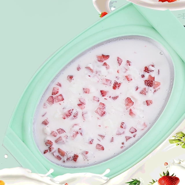 Sartén para hacer yogurt helado BLESIY Sartén reutilizable de 500 ml DIY Verano Verde