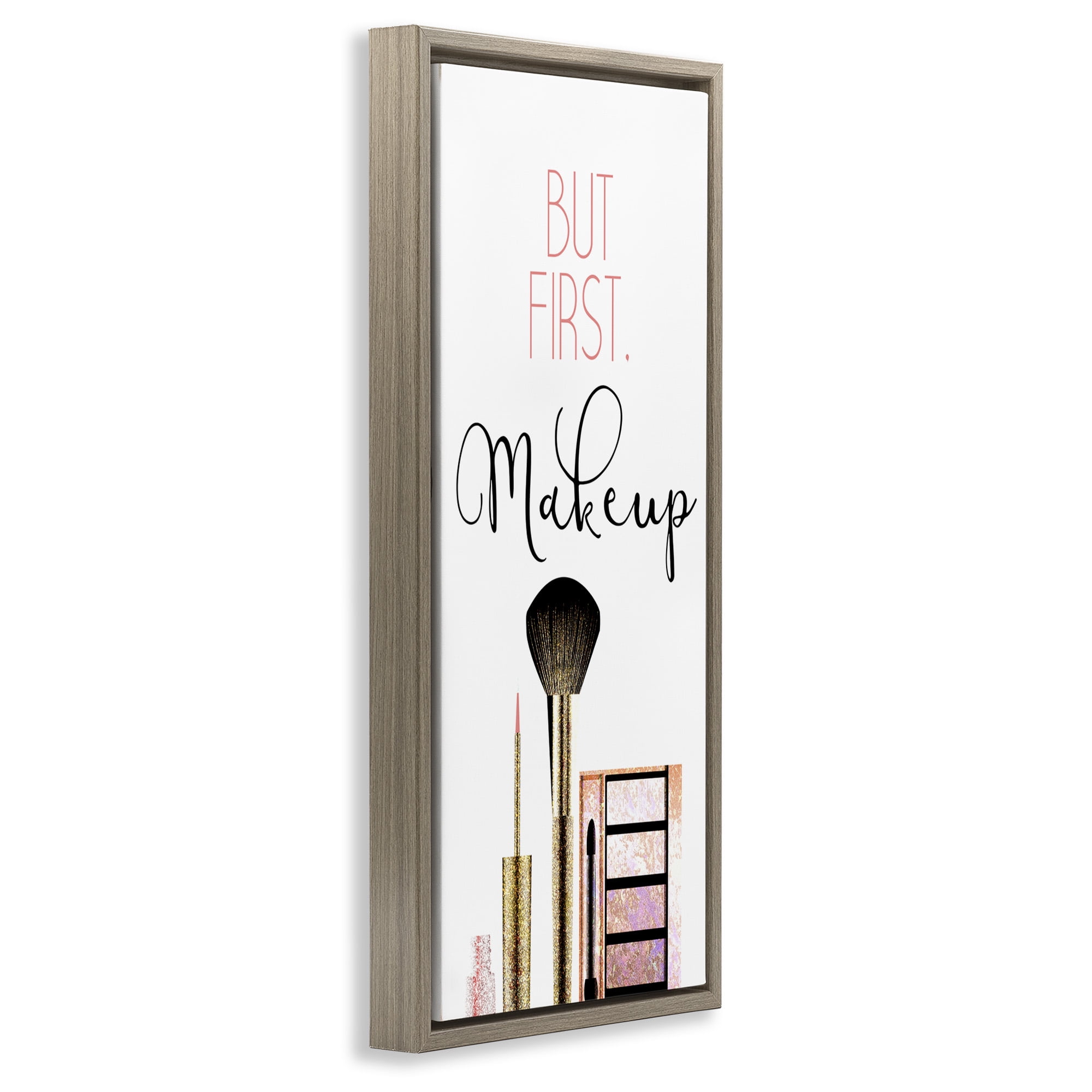 Stupell Industries First Makeup Modern Beauty Beauty & Fashion Painting Brown Floater Framed Canvas Art Print Wall Art, 11 x 25