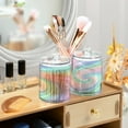 thumbnail image 5 of 4 Pack Bathroom Canisters Transparent Storage Jar for Cotton Ball, Swab, Floss Cute Pastel Rainbow Swirl, 5 of 6