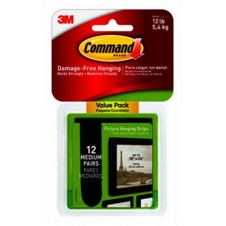 

Command Medium Black Picture Hanging Strips Pack of 12