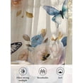thumbnail image 6 of Sheer Curtains 108 Inches Long, Vintage Blue Floral Semi Sheer Curtains Light Filtering Window Treatment, Butterflies Watercolor Flower Linen Privacy Voile Drapes for Living Room Bedroom 52x108 Inch, 6 of 7