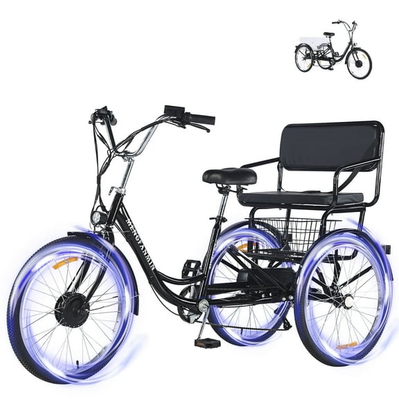 Electric Tricycle for Adults,3 Wheel Trike Ebike 24 Inch,700w Brushless Motor,36V13AH Li-Battery,Tricycles Up to 45 Miles with Seat and Baskets