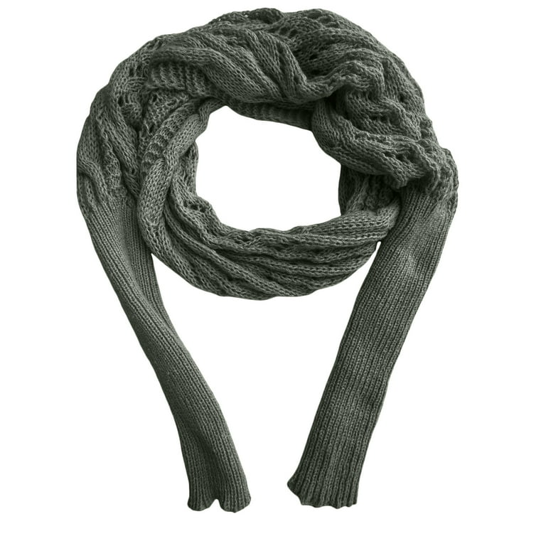 SAWKMW Multifunctional Scarf with Sleeves,Knitted Cable Wrap