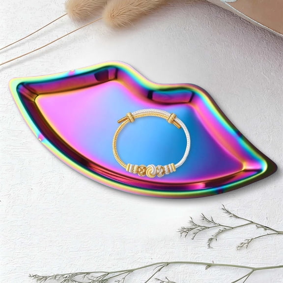 Stainless Lip Shaped Tray, 9.5X4.3inch Decorative Vanity Tray, Metal Jewelry Organizer, Cosmetic Storage Tray, Vanity Dresser Dish, Jewelry Display Holder, Multi Purpose Decor Tray