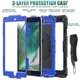 thumbnail image 4 of Case for iPad 6th / 5th Gen (2018 2017) / iPad Air 2 / iPad Pro 9.7 inch with Screen Protector, 360 Degree Rotating Kickstand Hand Strap Shockproof Cover with Shoulder Strap, Dark Blue PC, 4 of 7