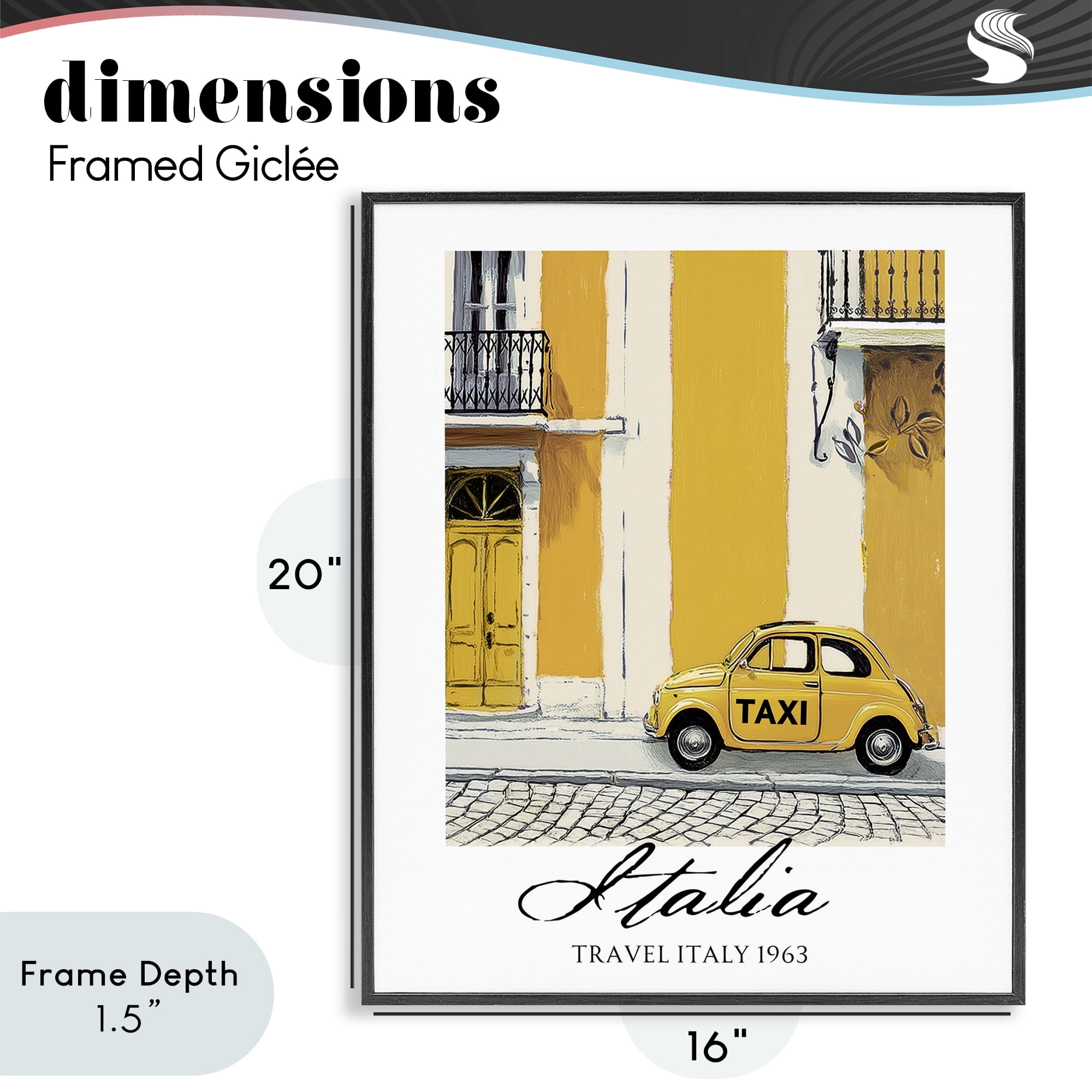 Stupell Industries Travel Italia Taxi Black Framed Giclee Art, design by Annabelle Hall