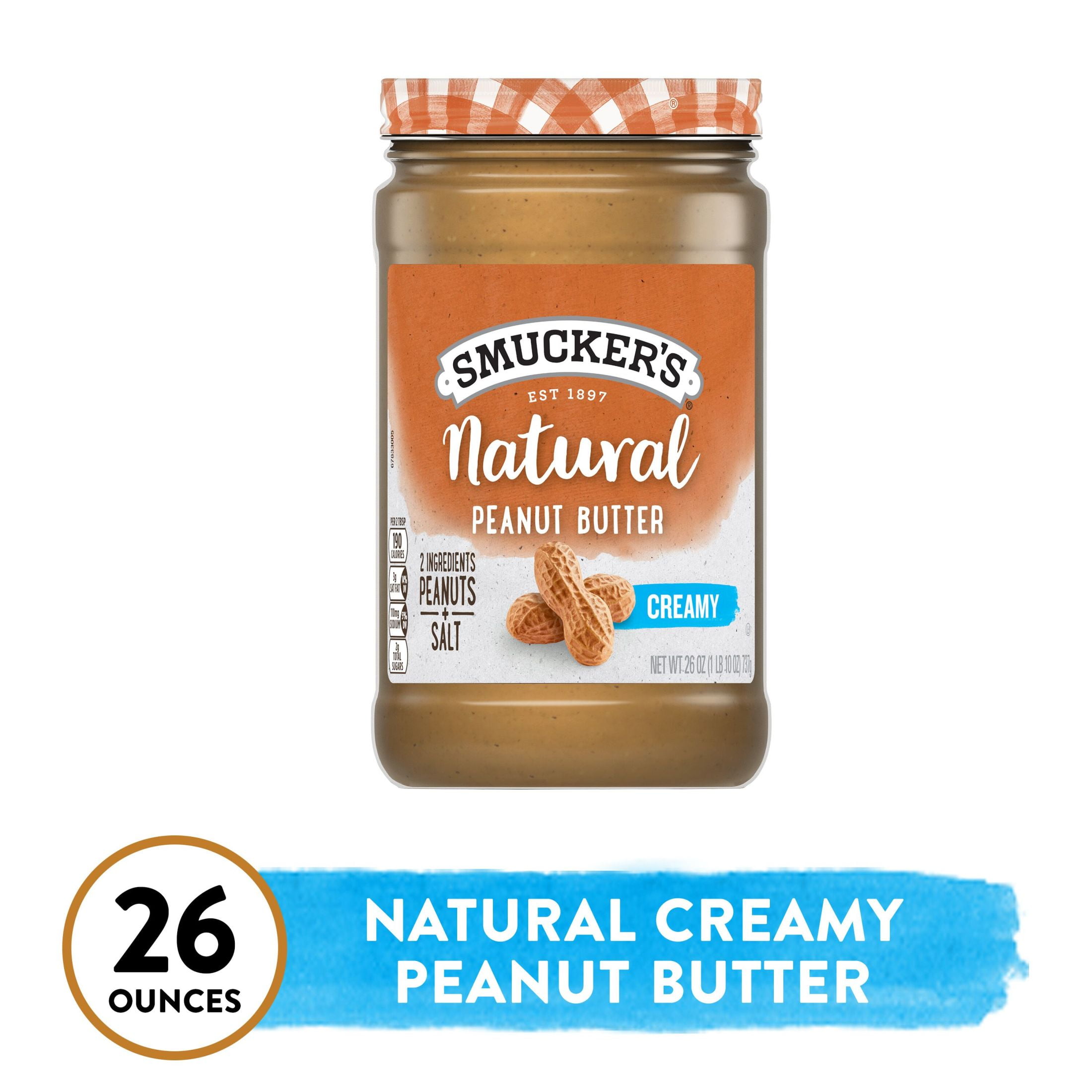 (6 pack) Smucker’s Natural Creamy Peanut Butter, 26 oz Jar