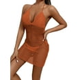 thumbnail image 5 of Biekopu Ladies Summer Beach Overskirt Set, V-neck Hollow Backless Tie Up Slip Dress Bikini Cover-Up Skirt + T-back, 5 of 7