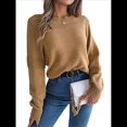 thumbnail image 1 of Suéter Cálido y Elegante para Mujer, de Larga, Tejido de Punto para Otoño e Invierno, Elegante y Casual. Caqui M, 1 of 9