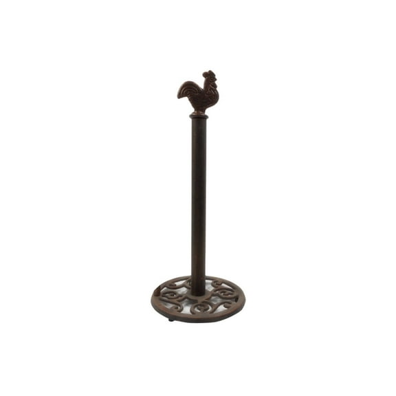 Handcrafted Model Ships  15 x 7 x 7 in. Rustic Copper Cast Iron Rooster Extra Toilet Paper Stand
