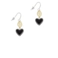 thumbnail image 2 of Delight Jewelry Silvertone Black Heart with Beaded Border Goldtone Leaf French Earrings, 2 of 4