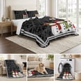 thumbnail image 6 of Quilts Twin XL Size Bedding Set, Black Christmas Snowflakes Lightweight Quilted Comforter, Winter Xmas Cute Snowman Plaid Reversible Bedspread Coverlet with Pillow Covers for All Season, 68" x 98", 6 of 9