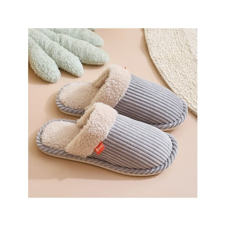 

SIMANLAN Women Casual Cozy Winter Slipper Bedroom Closed Toe House Shoes Indoor Non-slip Slip On Grey 7-7.5