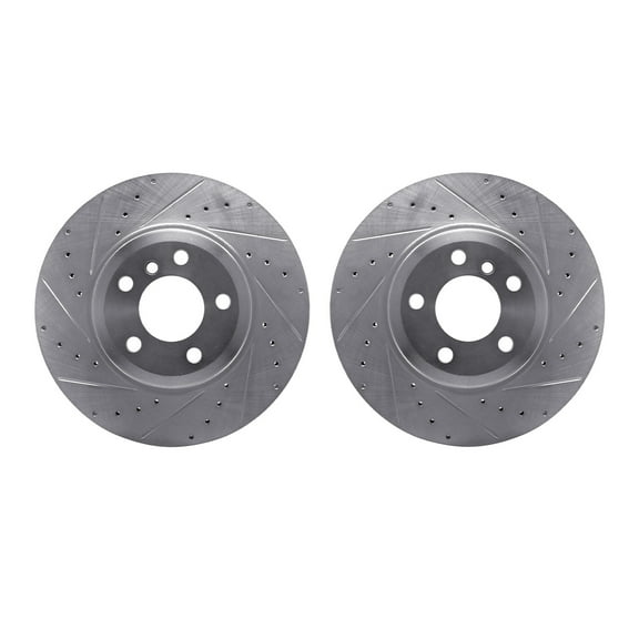 Dynamic Friction Company Rear Brake Rotors-Drilled and Slotted-Silver 7002-31121