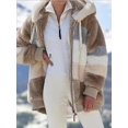 thumbnail image 1 of Chaqueta de mujer Moda Patchwork Felpa Cremallera Abrigo con capucha Regalo de Navidad-3, 1 of 2