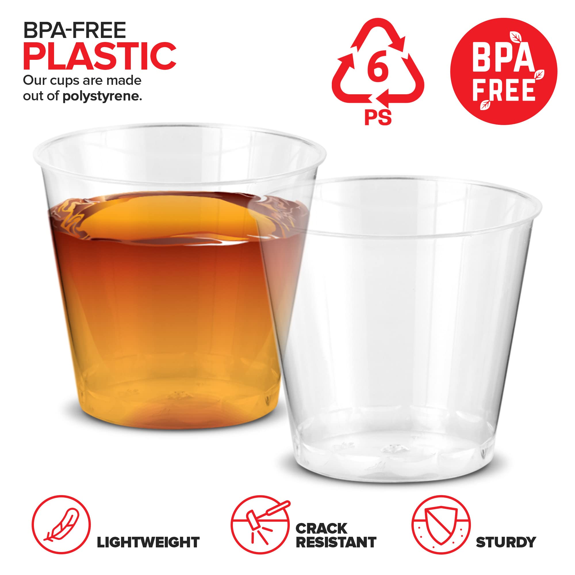 Stock Your Home 100 Pack - Mini Plastic Shot Glasses (1oz) Clear Disposable Cups for Jello Shots, Wine Tasting, Liquor, Whiskey, Pudding, Sample Cup for Halloween and Elegant Parties