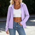 thumbnail image 4 of Snorda Jackets for Women Full Zip Long Sleeve Sun Protection Hooded Jacket With Zipper Pockets Casual Solid Color Loose Fits Lightweight Comfy Jackets for Fall Daily Outing Wear, 4 of 7