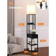 thumbnail image 4 of Floor lamp with 2 USB, 1 Outlet and Drawer, 3 Color Temperatures LED Bulb (9W), Sofa lamp with White lampshade, Display Floor lamp with Shelves for Living Room, Bedroom and Office - Black, 4 of 7