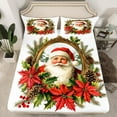 thumbnail image 2 of jejeloiu Retro Santa Claus Bed Sheets,Red Xmas Berry King Sheets,Rustic Pine Cone Sheet Set For Child,Ultra Soft Home Decor,4pcs, 2 of 7
