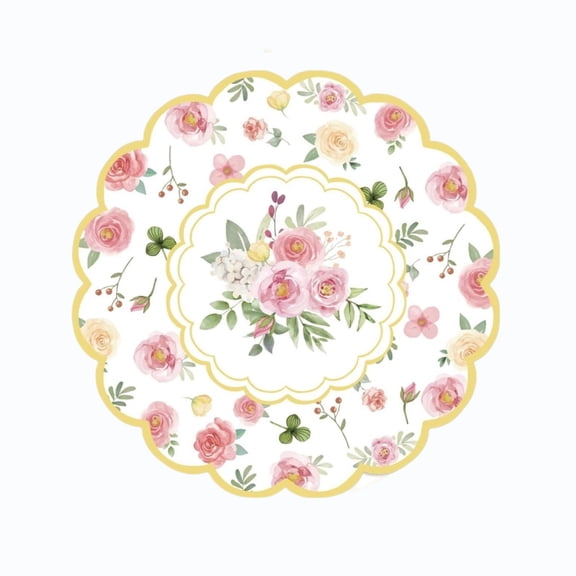 Paper Placemats,13 Inch Flower Print Watercolor Rose Round Table Mats,Non-Slip Heat Resistant & Washable Table Decor Mats for Dining Dinner Holiday Tabletop Decoration