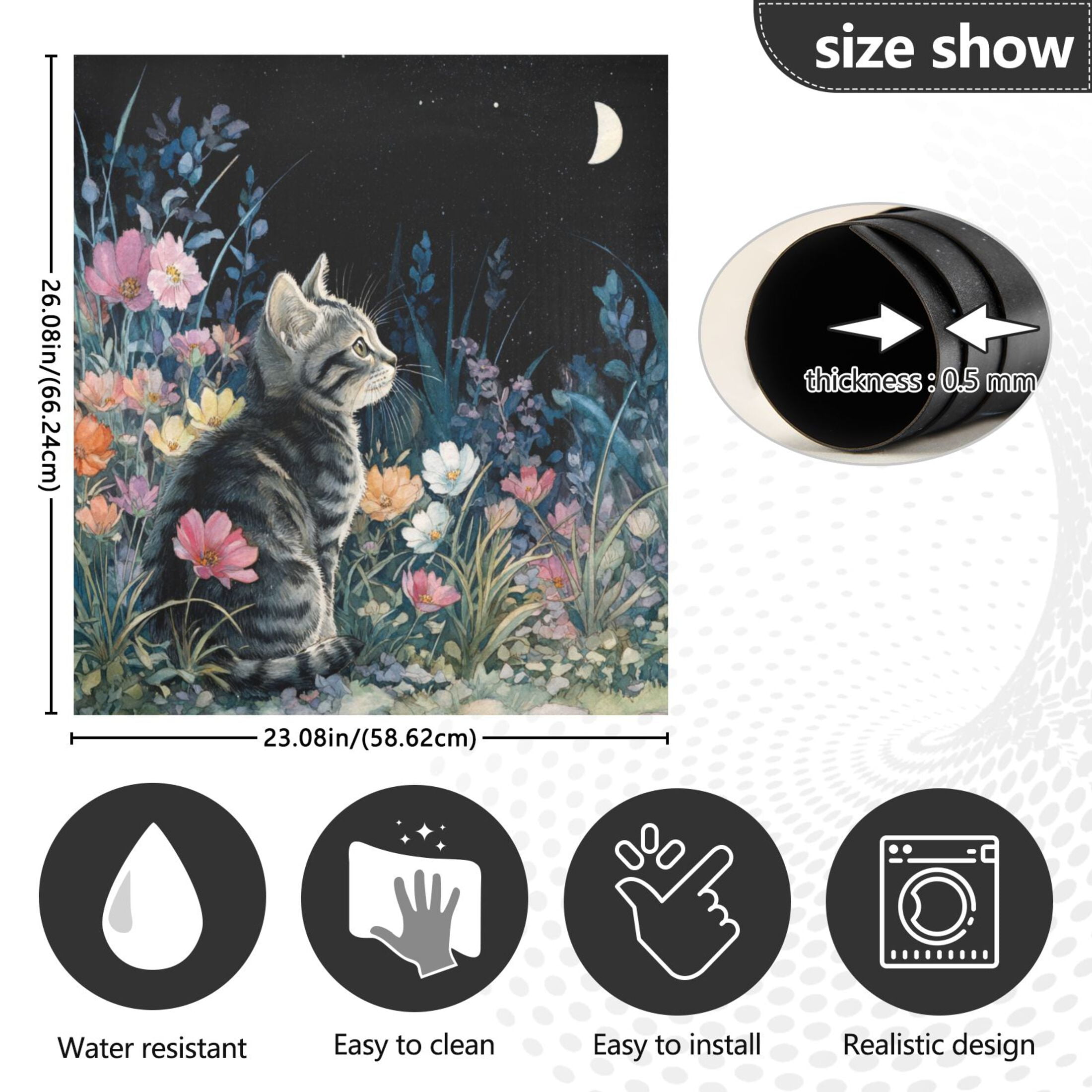 Dishwasher Magnetic Sticker 23x26 Inch Refrigerator Magnetic Sticker Washing Machine Magnetic Sticker Kitchen Panel Magnetic Sticker Home Decor Night Cat