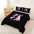 thumbnail image 2 of Manfei Watercolor Bow Letter J Queen Comforter Set for Girls, Black Pink Initial Bedding Comforter Set, Black Reversible, 3pcs, 2 of 6