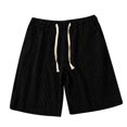 thumbnail image 3 of Pantalones Cortos de Cintura Elástica de Tamaño Adicional 5/4 Longitud Pantalones de Surf de Playa Casuales Pantalones Cortos Deportivos de Poliéster con Bolsillos, Pantalones de Verano de Color Sólid, 3 of 5