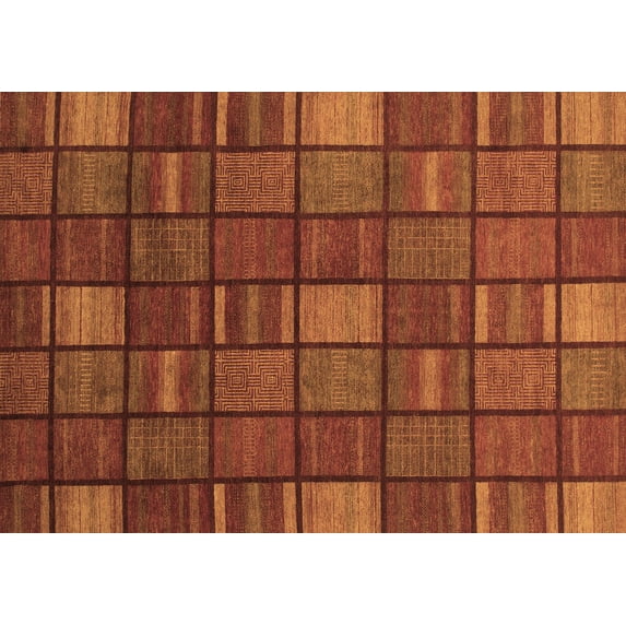 Ahgly Company Indoor Rectangle Checkered Brown Modern Area Rugs, 6' x 9'
