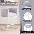 thumbnail image 4 of FANCROU 26" H Counter Height Bar Stools Set of 1, Fabric Barrel Stools with Back and Arms, Lightgrey-White Leg, 4 of 6