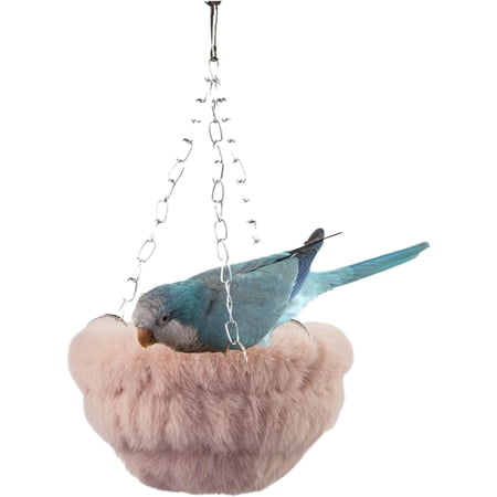 Bird Hammock Bed Faux Rabbit Fur Parrot Hanging Swing Hammock Ultra-Soft Warm Winter Nest for Budgies Parakeets Cockatiels Lovebirds Conures Quakers