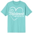thumbnail image 3 of Perfectly Imperfect Heart Design Women's Teal Short Sleeve Crew Neck Tee-XXL, 3 of 5