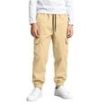 thumbnail image 4 of DJDLJWCJ Boys Jogger Cargo Pants Elastic Waist Lightweight Hiking Pants with Pocket Outdoor Long Trousers Beige Size 12, 4 of 8