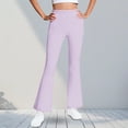 thumbnail image 2 of Zpanxa Girls Pants Girls Solid Flare Pants High Waist Bell Bottom Leggings Stretchy Casual Long Trousers, 2 of 7