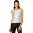 thumbnail image 1 of Camiseta sin mangas Allegra K, Día de San Patricio, Cuello En U, Elástico, Ajustado, brillante, metálico, Rosa plateado, S, 1 of 6