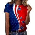 thumbnail image 2 of Lenago Hauts d'Été Grande Taille pour Femmes Mode T-shirt Décontracté à Manches Courtes Col Rond Imprimé Blouse Tenues du 4 Juillet pour Femmes, 2 of 5