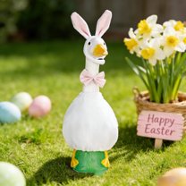 GAFRBALLV Easter Bunny Porch Goose Outfit - Fits 23" High Cement/Plastic Goose, Lawn Goose Clothes for Outdoor Garden Yard Decor
