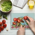 thumbnail image 4 of Mushroom Cutting Board, Little Shroom House in Garden of Flowers Rainbow Fruit Trees Circus Tent Balloons, Decorative Tempered Glass Cutting and Serving Board, Small Size, Multicolor, by Ambesonne, 4 of 5