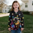thumbnail image 5 of COEQINE Fashion Girls Quarter Zip Sweatshirt with Collar, Long Sleeve Loose Fit Pullover, Printed Polyester Tops, Machine Washable for 13-14 Year Olds, Dachshund Sunglasses Paw Black, 5 of 7