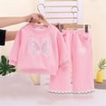 thumbnail image 3 of VIPOIN Girls 2 Piece Outfit Set, Butterfly Patch Crewneck Sweatshirt & Wide Leg Jeans, Cute Clothing Set, 3 of 7