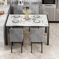 thumbnail image 4 of MOOSENG 5-Piece Dining Table Set with Faux Marble Top, Modern Kitchen Table and Set of 4 Grey Velvet Upholstered Chairs, Space-Saving Dinette Set for Small Spaces, 4 of 8