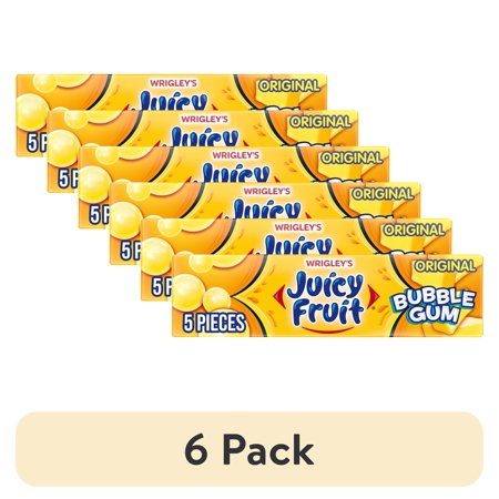 (6 pack) Juicy Fruit Original Bubble Gum - 5-Piece Single pack