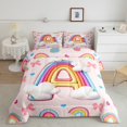 thumbnail image 2 of Manfei Letter A Monogrammed Bedding Comforter Set,Cute Bowtie Bow Twin Comforter Sets,Colorful Rainbow Stripes Bedding Set For Girl,Microfiber Room Decorative Reversible,2pcs, 2 of 8