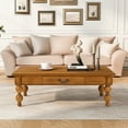thumbnail image 3 of FFZ Rectangular Coffee Table with Storage Drawer and Gourd-Shaped Legs, 47 x 26.8 x 16 inch, Natural, 3 of 15