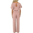 thumbnail image 6 of Womens Loose Short Sleeve Belted Wide Leg Pant Romper Jumpsuit Business Casual One Piece Outfits, 6 of 11