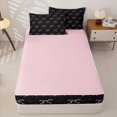 thumbnail image 4 of Homewish Cute Bow Knot Zipper Full Size Comforter Sets with Fitted Sheet and 2 Pillowcases For Girl Kids,Ribbon Bowtie Pink Bows Zipper Bedding Set,Reversible,4 Pieces, 4 of 7