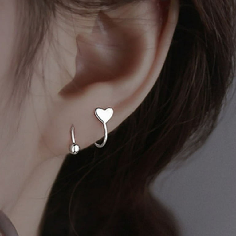 Stainless Steel Spiral Twisted Lip Ring Tongue Piercing Heart Star