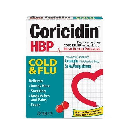 Coricidin HBP Cold & Flu for People with High Blood Pressure, Tablets 20 ea(pack of