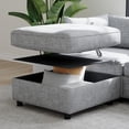 thumbnail image 2 of Modern Loveseat Sofa with Deep Seat & Storage Ottoman,Chenille Chaise Longue Sofa Bed for Small Spaces,Living Room,Bedroom,Grey, 2 of 8