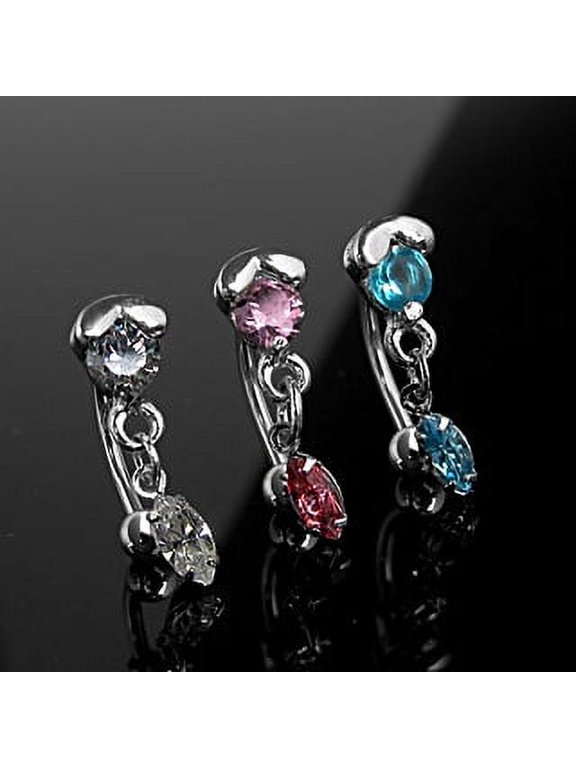 Tear Drop Upside Down Dangle Belly Ring 14G (1.6MM) #171 (Clear)