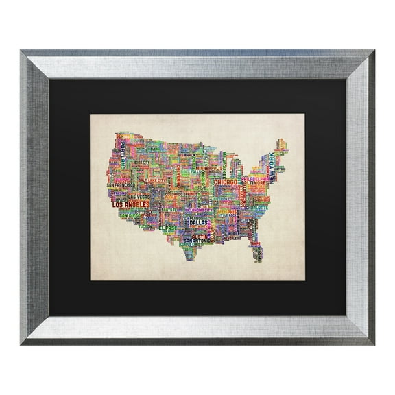 Trademark Fine Art 'US Cities Text Map VI' Canvas Art by Michael Tompsett